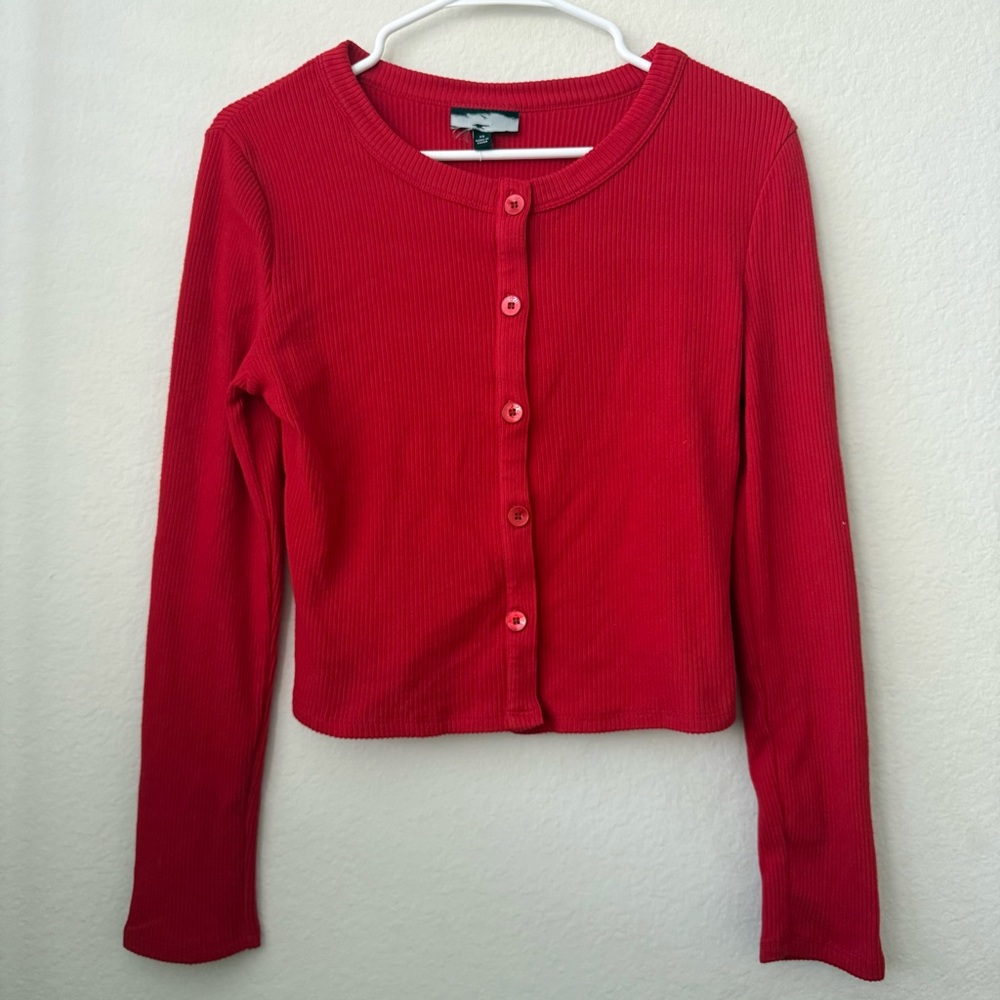 Forever 21 Button Down Red Sweater Size XS